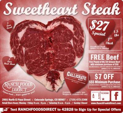 On Sale Now Show some love with a beautiful steak!